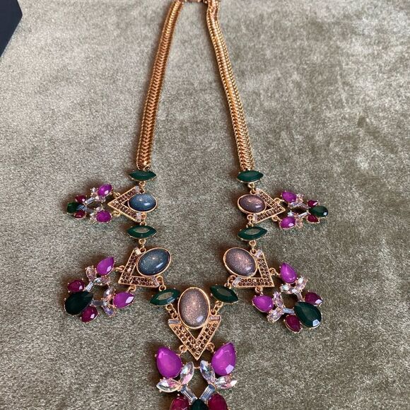 #406 MULTI Stone Pendant Necklace - Picture 4 of 6